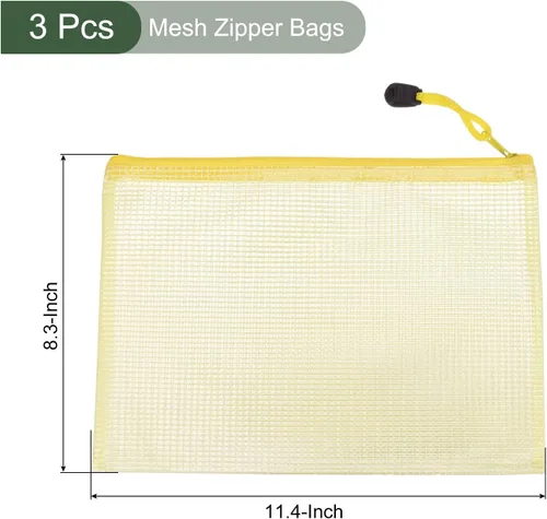 Vista 2 de YOKIVE Paquete de 3 bolsas de malla con cremallera, bolsillos de malla B5, bolsa de plástico para documentos, ideal para electrodomésticos