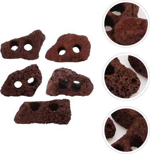 Vista 8 de balacoo 5 unids rocas piedras volcánicas rocas decorativas pecera material acuario paisaje ornamentos agua hierba anillo fijo bonsái decoración