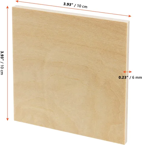 Vista 2 de SINJEUN Paquete de 30 discos cuadrados de madera sin terminar de 4 pulgadas, discos de madera de 1/4 pulgadas de grosor, recortes de madera