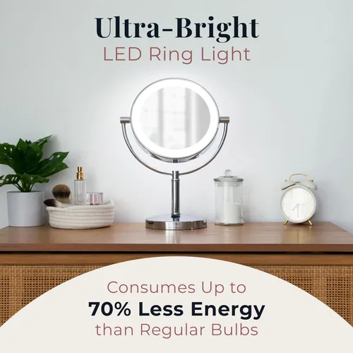 Vista 7 de Zadro Laguna Espejo de maquillaje de 11 pulgadas con luces y aumento LED iluminado espejo de maquillaje con aumento 10X/1