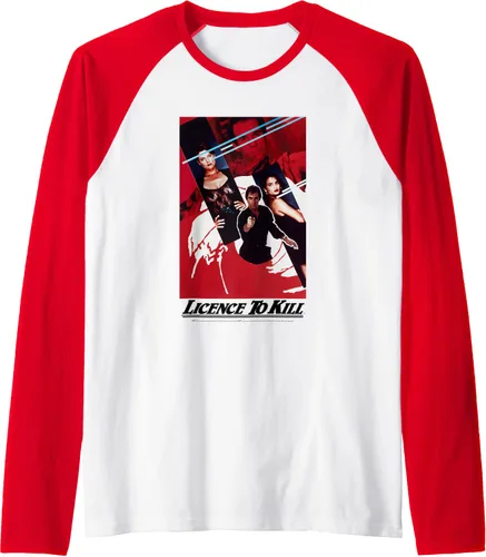 Vista 8 de Official James Bond 007 Licence To Kill - Camiseta de béisbol raglán, Negro - Negro/Blanco