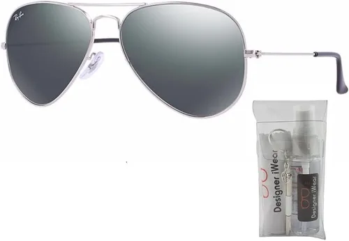 Vista 2 de Ray-Ban RB3025 - Lentes de sol de aviador de metal para hombre y mujer + paquete con kit de cuidado de gafas iWear de diseñador