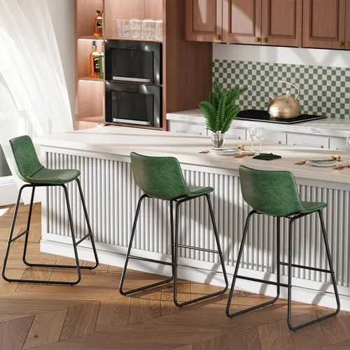 Vista 22 de YaFiti - Juego de 2 sillas de comedor de 18 pulgadas, sillas modernas tapizadas para comedor con cojines de piel sintética y patas de metal, silla