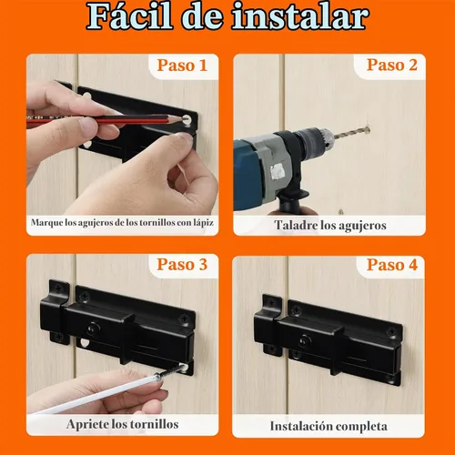 Vista 9 de Alise - Pestillo de perno deslizante de 3 pulgadas, cierre automático de resorte negro para puerta