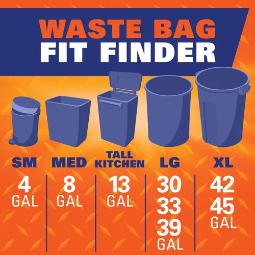Vista 7 de Bolsas para basura Hefty Grandes, Resistentes para basura , 30 Galones, 56