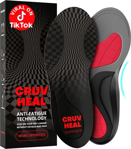 Vista 12 de CRUVHEAL Plantillas ortopédicas de trabajo, antifatiga, soporte de arco medio, inserción de zapatos para hombres y mujeres, fascitis plantar, pies
