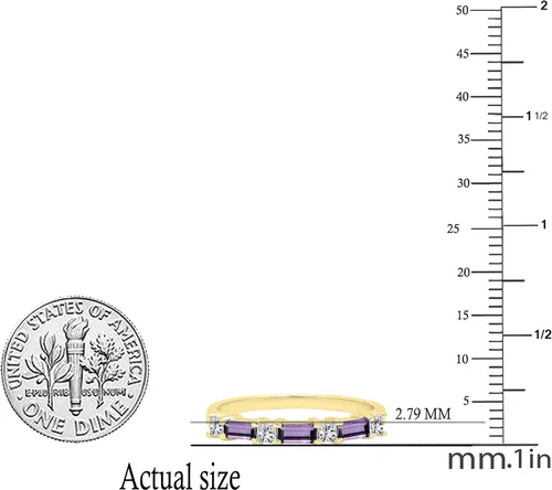 Vista 6 de Dazzlingrock Collection 4x2mm Baguette Gemstone & Princess White Diamond Alternate Wedding Band for Women in 14K Solid Yellow Gold