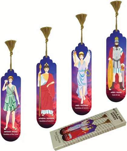 Vista 8 de Pictor Gift Myth and Hero - Juego de marcapáginas decorativo de 4 piezas, obras de arte de metal prensado con parte trasera de gamuza