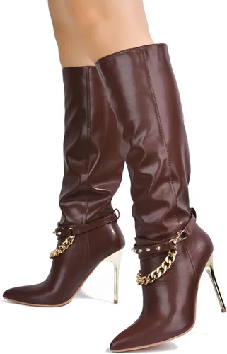 Vista 6 de Cape Robbin Esa - Botas vaqueras hasta la rodilla para mujer, botas vaqueras occidentales para mujer con tacones de aguja, botas de vestir de moda