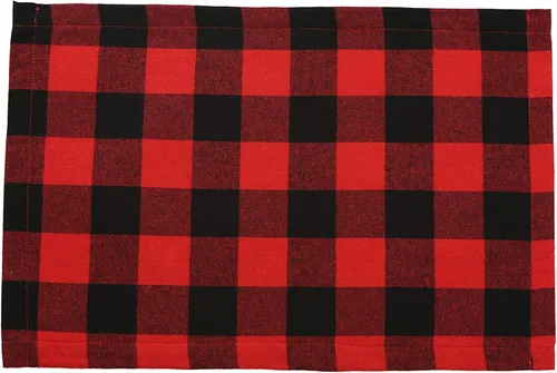 Vista 6 de Sattiyrch Juego de 4 manteles individuales navideños de cuadros búfalo, de poliéster y arpillera, reversibles, rojos y negros, a cuadros búfalo