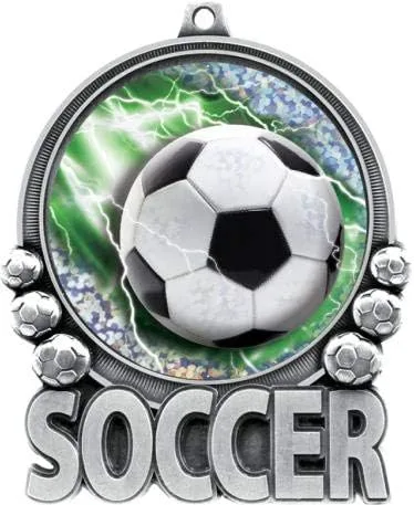 Vista 2 de Crown Awards Medalla de fútbol - Medallas de doble acción 2.0 de fútbol de 3 pulgadas, medallas de fútbol para niños grandes y medallas de premio