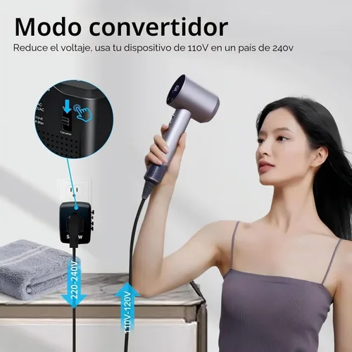 Vista 2 de Convertidor de viaje convertidor de voltaje convertidor de voltaje que reduce 220 voltios a 110 voltios para su uso en más de 200 países, incluidos