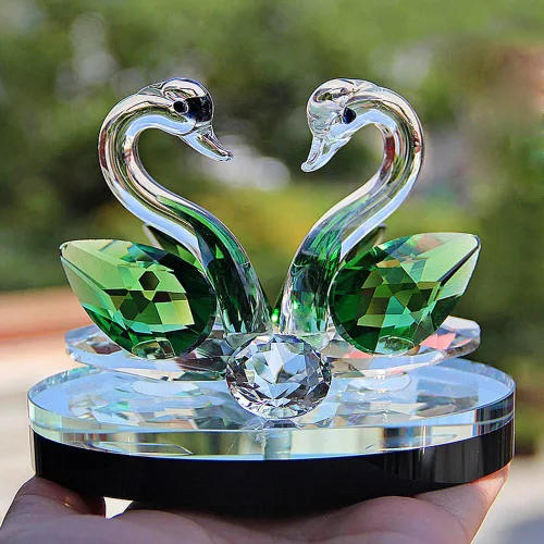 Vista 3 de Figuras de cisne de cristal de cristal, pisapapeles Feng Shui, manualidades, figurita, arte y colección para decoración del hogar, boda, regalos