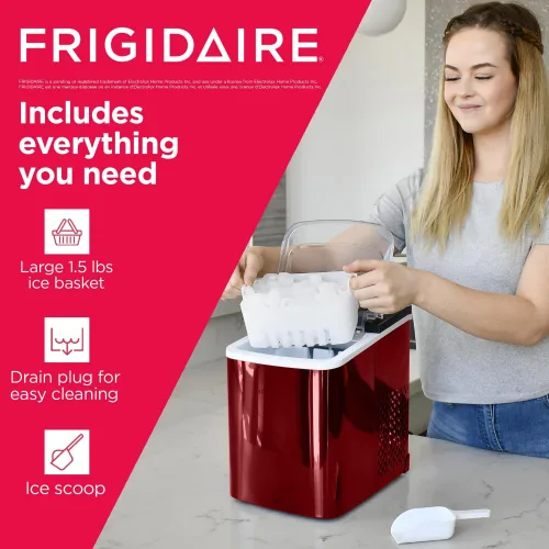 Vista 10 de FRIGIDAIRE RIC117-SSRED - Máquina de hielo de acero inoxidable mediana color rojo S/S