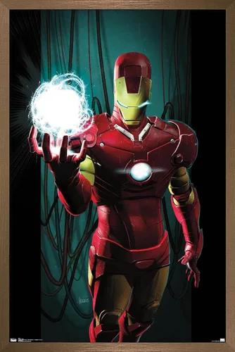 Vista 8 de Trends International Marvel Comics - Iron Man - Póster de pared energético, 14.725 x 22.375 pulgadas, versión enmarcada en madera de granero