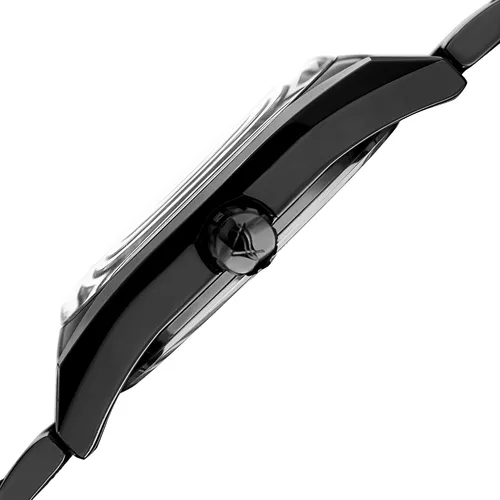 Vista 3 de August Steiner AS8235 - Reloj de pulsera de acero inoxidable con esfera de rayos solares radiantes con ventana de fecha
