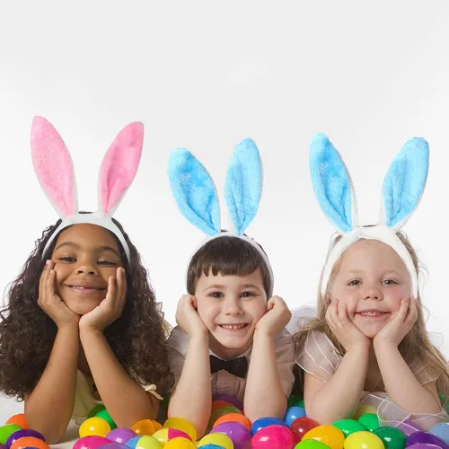 Vista 4 de vfruua Diadema de conejo de peluche con orejas de conejo de Pascua para Pascua, cosplay, fiesta temática, decoración de cumpleaños