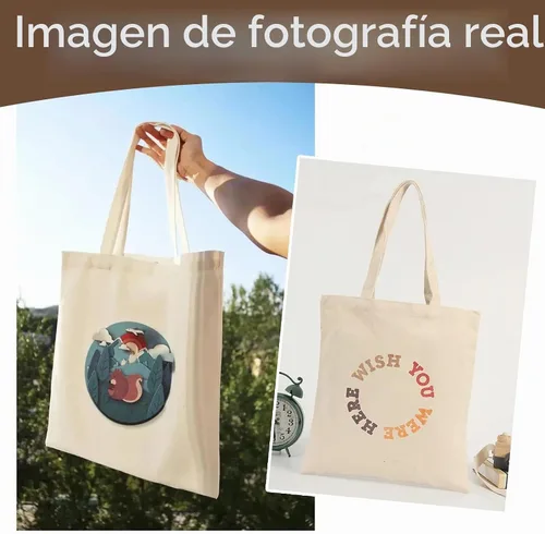 Vista 5 de OKBA Bolsas de mano de sublimación, bolsas de lona, bolsas de mano en blanco a granel, bolsas de compras reutilizables para decorar manualidades