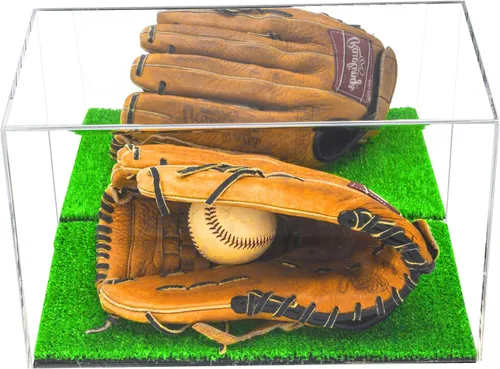 Vista 156 de Better Display Cases Vitrina de guantes de béisbol de acrílico transparente con elevadores negros (A011/V16)
