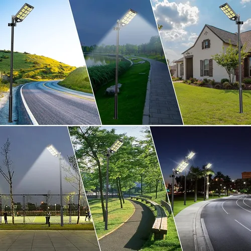 Vista 7 de loyoele Poste de luz de calle, poste solar al aire libre de la lámpara de calle con base
