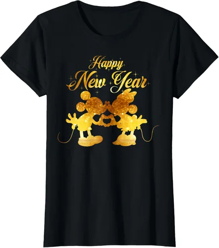 Vista 36 de Disney Camiseta de Año Nuevo Mickey & Minnie Happy New Year Silhouette, Negro