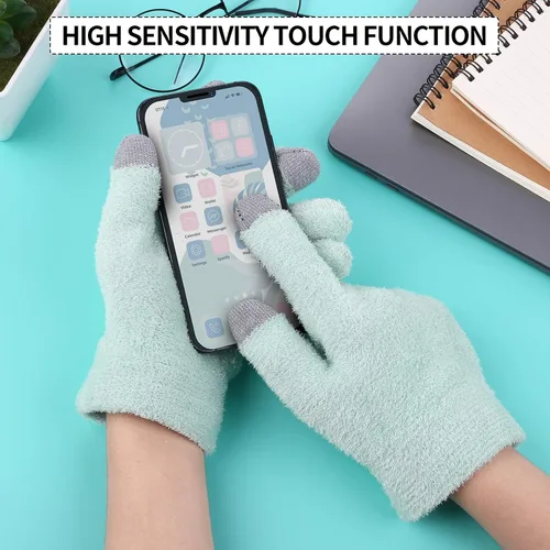 Vista 3 de Guantes de spa para manos secas, guantes hidratantes durante la noche con buen forro, guantes hidratantes para pantalla táctil para mujeres