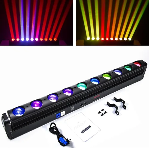 Vista 8 de Barra de luz de lavado de escenario de cabeza móvil para fiesta, RGBW, luces LED de haz DMX 512, luz estroboscópica, equipo de iluminación