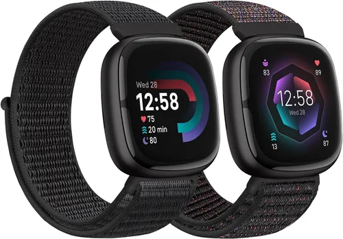 Vista 33 de Correas de nailon compatibles con Fitbit Versa 4/Sense 2/Versa 3/Fitbit Sense, correa de repuesto ajustable deportiva suave transpirable