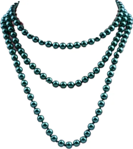 Vista 7 de Collar largo de perlas de los años 20, collar de perlas de imitación con cuentas largas, collar de perlas largas de los años 20, joyería de disfraz
