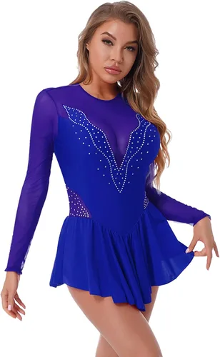 Vista 2 de easyforever Lyrical - Vestido de manga larga con diamantes de imitación y purpurina para mujer