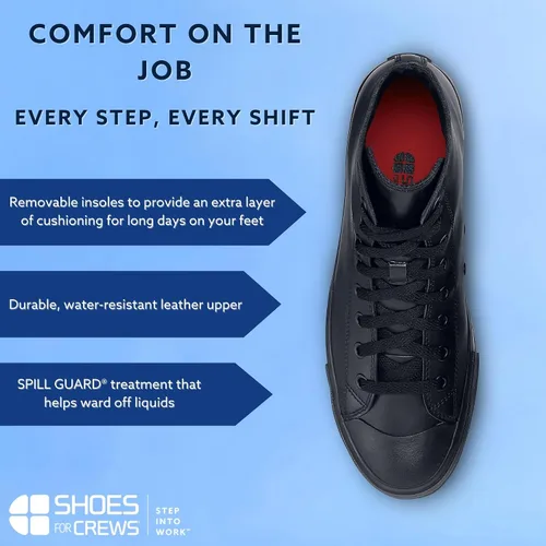 Vista 2 de Shoes for Crews Zapatillas de trabajo unisex antideslizantes de caña alta - Zapatos cómodos y resistentes al agua para mujeres y hombres