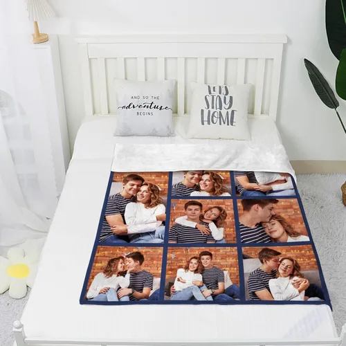 Vista 3 de Manta personalizada con imagen, manta personalizada para parejas, manta de fotos para sofá, familia, Navidad, Halloween, cumpleaños, boda, regalos