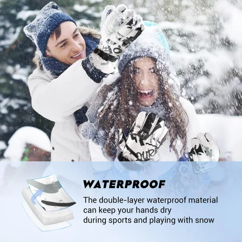 Vista 5 de ATERCEL Guantes de esquí para hombre y mujer, impermeables, 2022, guantes de nieve con pantalla táctil, guantes de snowboard para clima frío