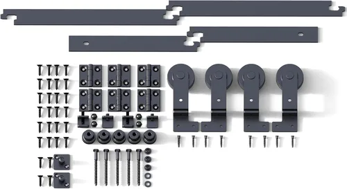 Vista 6 de CCJH Kit de herrajes para puerta corrediza de granero plegable de 4.3 pies/51 pulgadas, resistente para 4 puertas