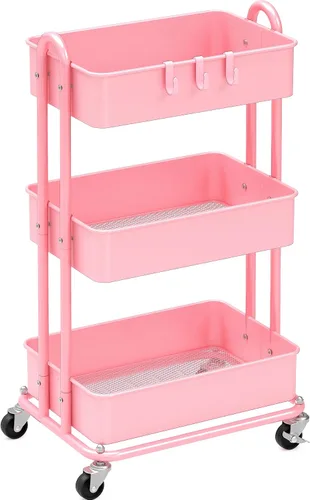 Vista 14 de Simple Houseware - Carrito de metal resistente de 3 niveles, color Negro