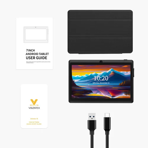 Vista 6 de Tablet de 7 pulgadas, sistema operativo Android 13 Quad Core, 32GB ROM, WiFi, Bluetooth, cámara dual, PC Tablet USB C, pantalla táctil de 7 Negro