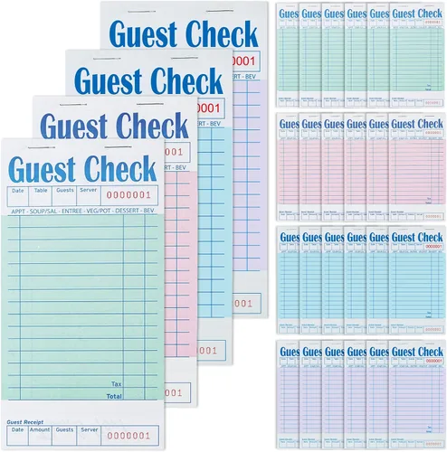 Vista 10 de Libros de cheques de invitados para servidores, bloc de notas de servidor, paquete de 12, papel de color natural, bloc de notas para camarera