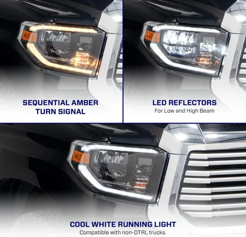 Vista 3 de Form Lighting Faros reflectores LED secuenciales compatibles con Toyota Tundra 2014-2021 (par)