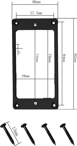 Vista 2 de Marco de repuesto para anillo de recogida Humbucker de metal, compatible con guitarras eléctricas LP SG (negro)