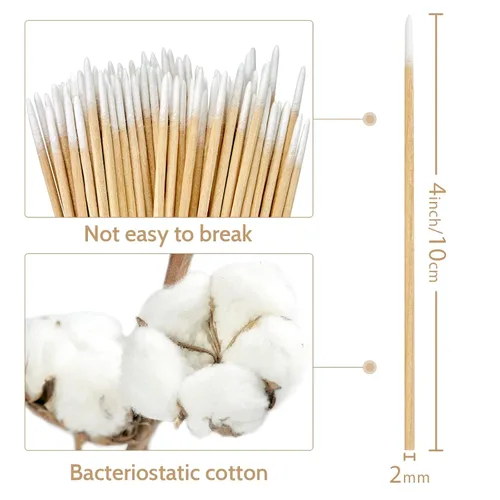 Vista 2 de 200 hisopos de algodón puntiagudos, hisopos de algodón microblading de precisión de 4 pulgadas, micro palos para suministros de uñas, maquillaje