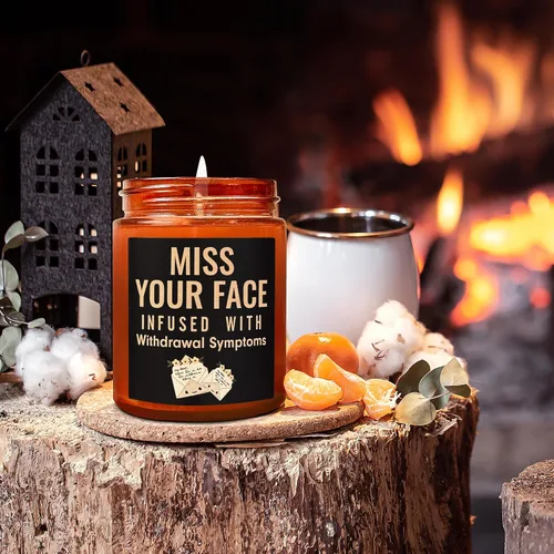 Vista 4 de Regalos divertidos para amigos para mujeres y hombres, vela Miss Your Face para ella y él, divertido cumpleaños, amistad, regalo relajante, vela