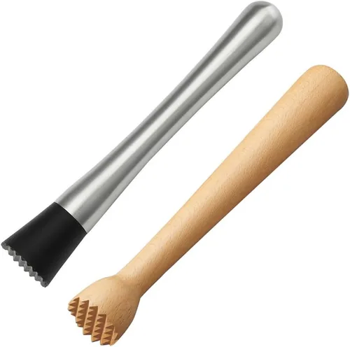 Vista 2 de Muddler de madera para cócteles de 10 pulgadas, para el hogar y bar para mojitos, bebidas de frutas, madera resistente, herramienta de barra