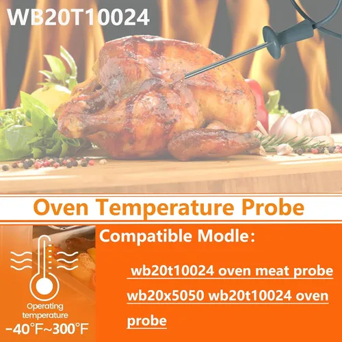 Vista 4 de WB20T10024 GE Reemplazo de sonda de carne para horno de 21 pulgadas WB20X5050 y WB20T10024 están hechos de acero inoxidable 306 y silicona de grado