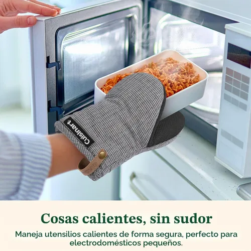 Vista 2 de Cuisinart Heritage - Mini guantes para horno, 2 unidades, neopreno, resistentes al calor 350F negro/ blanco (black/white mini houndstooth)