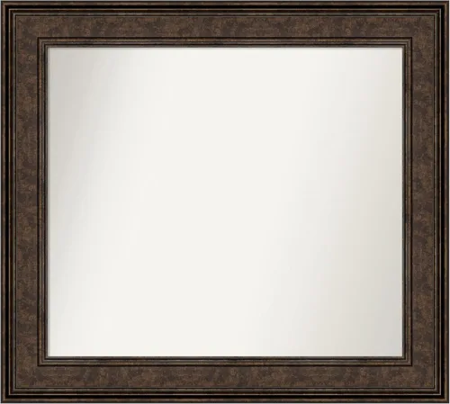 Vista 222 de Amanti Art Espejo de pared personalizado no biselado (25 x 25 pulgadas), marco de bronce acentuado, varios tamaños personalizados, espejo de baño