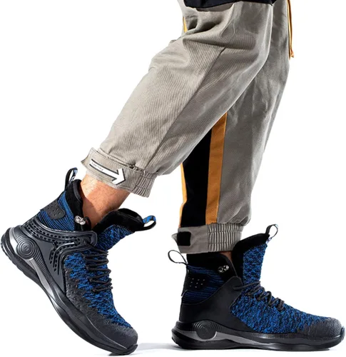 Vista 4 de SYLPHID Botas de acero para hombre, zapatos de seguridad para mujer, zapatos de trabajo antideslizantes, Al66-gris, 7 Women5 Men