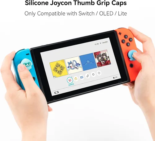 Vista 3 de Joycon Thumb Grip Caps Compatible with Splatoon Nintendo Switch, Soft Silicone Joystick Cover for Nintendo SwitchOLEDLite Controller, 4PCS - Squid &