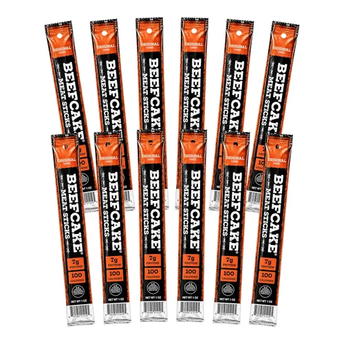 Vista 14 de Beefcake Jerky Barras de carne seca de jalapeño y miel, bocados proteicos de calor dulce, 9g de proteína, 3 barras