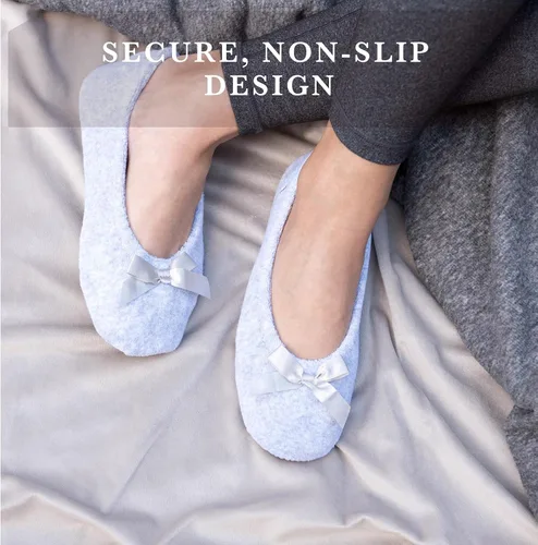 Vista 5 de isotoner Women's Classic Terry Ballerina Slipper Soft, Breathable, Terry Lined, Satin Bow, Secure Fit