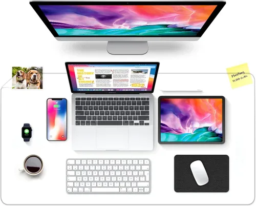 Vista 8 de JanJunDec Protector de escritorio transparente para escritorio, protector de mesa de 14 x 30 pulgadas, tapete de escritorio en la parte superior